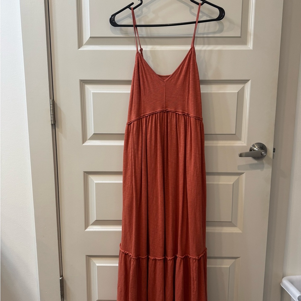 American Eagle Outfitters Orange Tiered Maxi Sundress